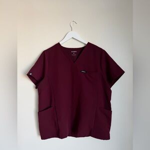Jaanuu Burgundy Magna 3-Pocket Scrub Top Size Large